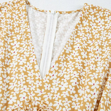 Floral Short Sleeve Surplice Frilly Tiered Mini Dress - Image 8