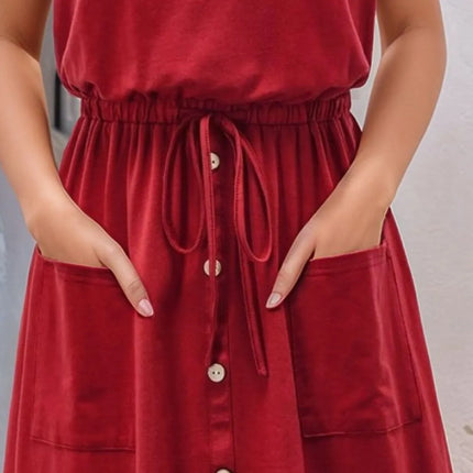 Full Size Round Neck Sleeveless Tank Dress Plus Size - Image 2