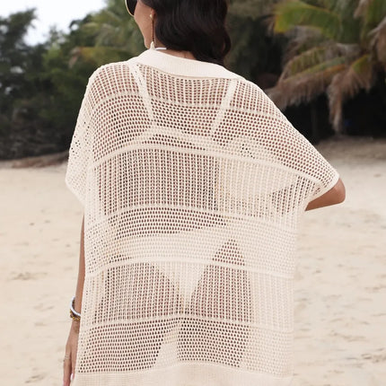 Hollow Out Collared Neck Cover-Up - Image 7