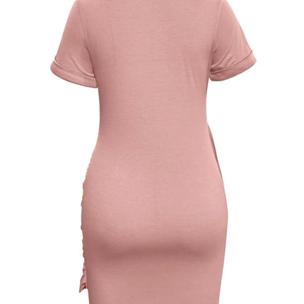 Round Neck Short Sleeve Mini Tee Dress - Image 4