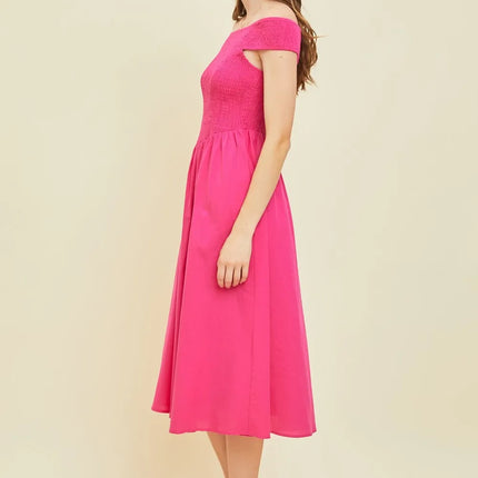 HEYSON Off-Shoulder Smocked Midi Dress - Image 3