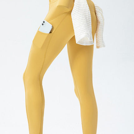 Full Size Slim Fit High Waist Long Sports Pants with Pockets - Image 1