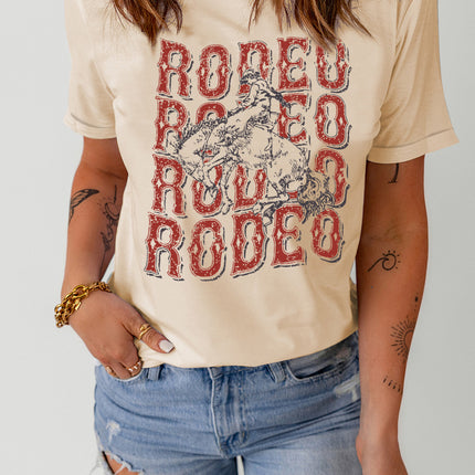 Letter Graphic Cuffed Tee Shirt - Image 1
