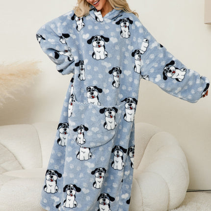 Fuzzy Pocketed Long Sleeve Hooded Lounge Dress - Image 24