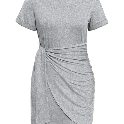 Round Neck Short Sleeve Mini Tee Dress - Image 8