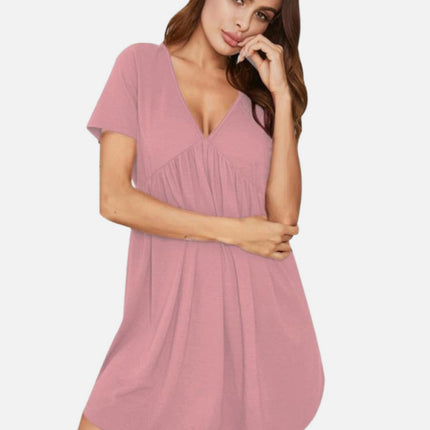 V-Neck Short Sleeve Lounge Dress - Image 16