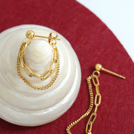 Titanium Steel Double Chain Earrings - Image 3