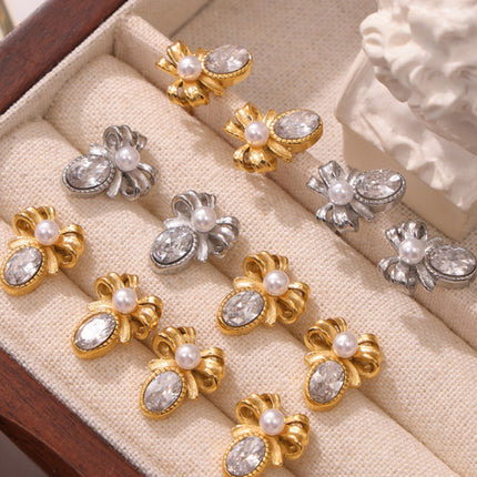 Titanium Steel Bow Stud Earrings - Image 1