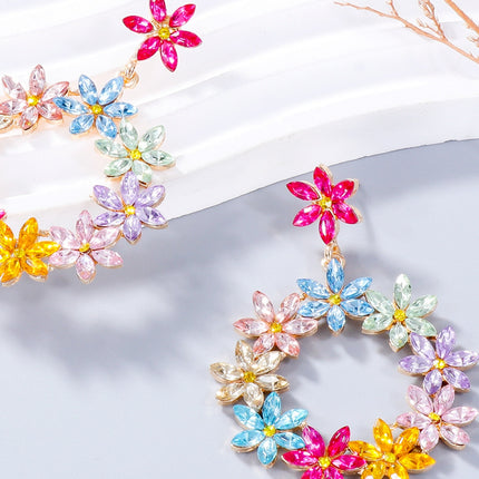 Rhinestone Flower Dangle Earrings - Image 16