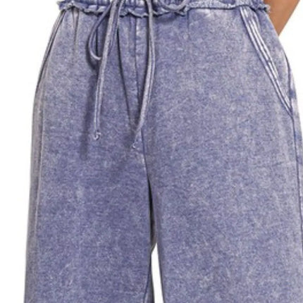 Zenana Acid Wash Fleece Palazzo Sweatpants with Pockets - Image 2