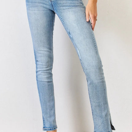 Kancan Full Size Mid Rise Y2K Slit Bootcut Jeans - Image 1