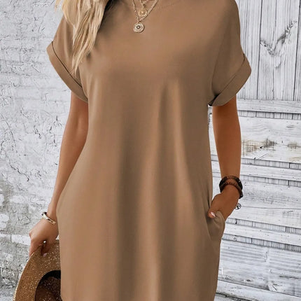 Round Neck Short Sleeve Mini Dress - Image 11