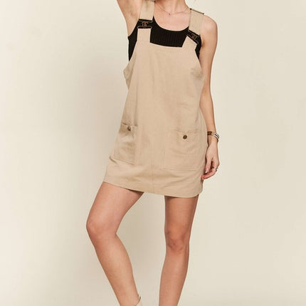 ADORA Adjustable Wide Strap Square Neck Overall Dress - Image 7
