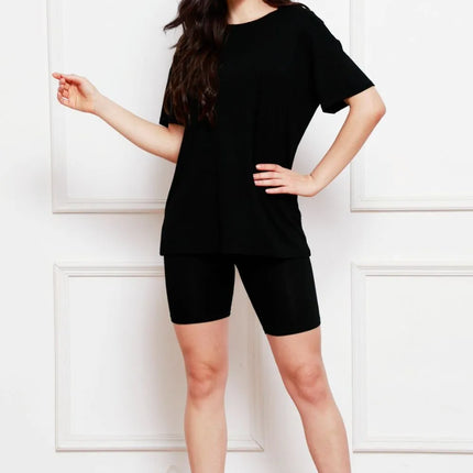 Round Neck Short Sleeve T-Shirt and Shorts Set - Image 1