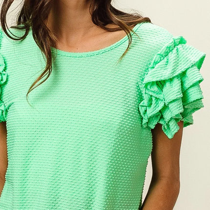 BiBi Birdseye Texture Layered Ruffle Top - Image 12