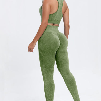 3 Piece Washed Square Neck Wide Strap Active Set - Image 33