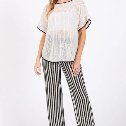 GeeGee Contrast Trim Short Sleeve Knit Cover Up - Image 6