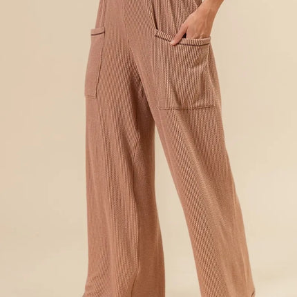 BiBi 2tone Cord Rib Waist Band Side Pocket Pants - Image 1