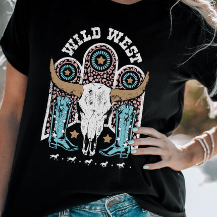 WILD WEST Graphic Short Sleeve Tee Shirt - Image 5