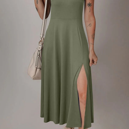 Side Slit Scoop Neck Wide Strap Dress - Image 16