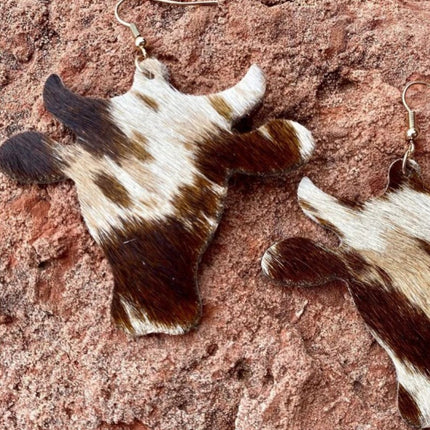 PU Leather Bull Head Earrings - Image 1