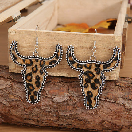 Alloy Animal Print Cow Head Earrings - Image 2