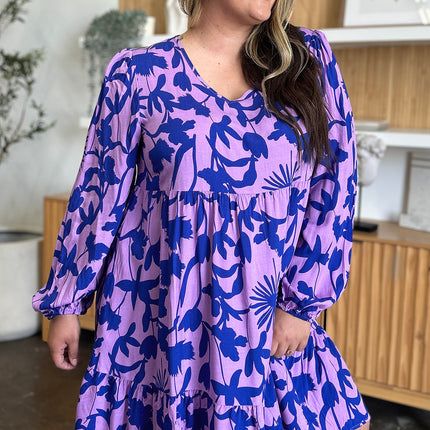 Double Take Full Size Printed Ruffle Hem Dress with Pocket - Image 17