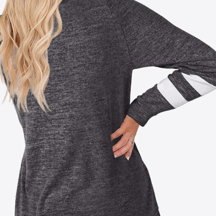 Striped Contrast Raglan Sleeve Top - Image 9