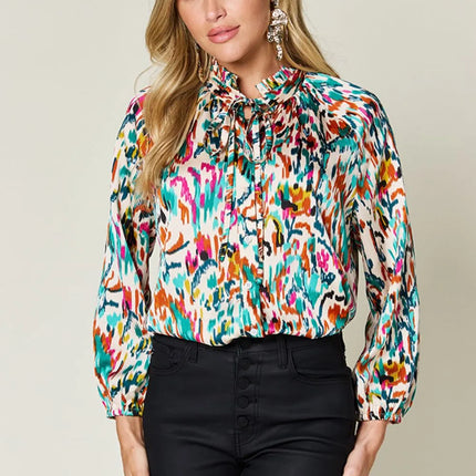 Double Take Full Size Printed Button Up Long Sleeve Shirt - Image 6