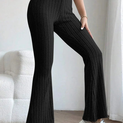 Basic Bae Full Size Ribbed High Waist Flare Pants - Image 4