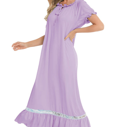 Lace Detail Short Sleeve Lounge Dress - Image 34