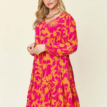 Double Take Full Size Printed Ruffle Hem Dress with Pocket - Image 23