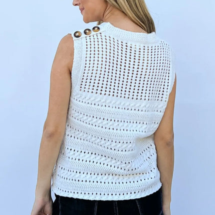 And The Why Hollowed Out Buttoned Tank - Image 2