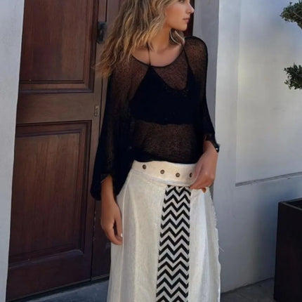 Round Neck Long Sleeve Cover-Up - Image 4