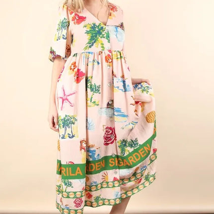 VERY J Button Down Printed Midi Dress - Image 1