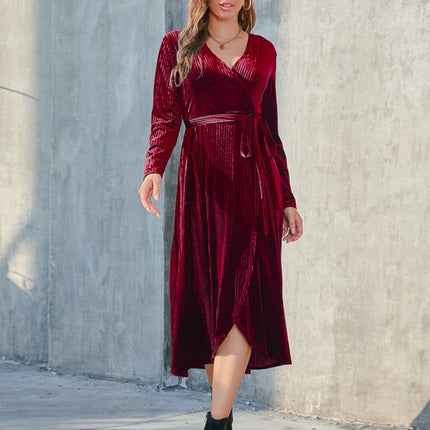 Tie Front Long Sleeve Slit Dress - Image 5