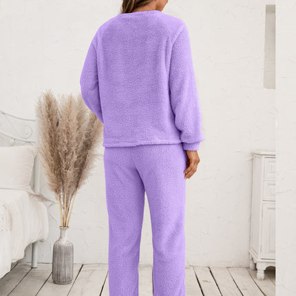 Ivy Lane Teddy Long Sleeve Top and Pants Lounge Set - Image 24