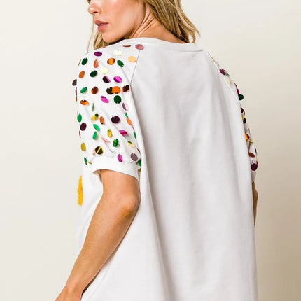 BiBi Metallic Letter Spangle Raglan Puff Sleeve Top - Image 18