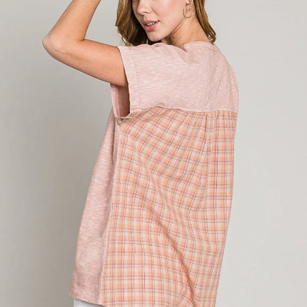 Cotton Bleu by Nu Label Plaid Short Sleeve T-Shirt - Image 2