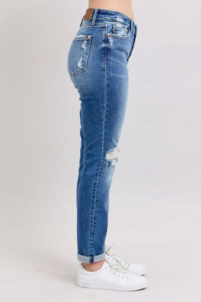 Judy Blue Full Size Button Fly Distressed Jeans with Pockets Plus Size - Image 6