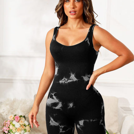 Tie-Dye Wide Strap Active Romper - Image 3