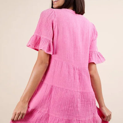 VERY J Plus Size Mineral Washed Woven Mini Dress - Image 3