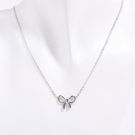 Titanium Steel Bow Pendant Necklace - Image 7