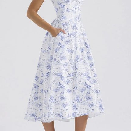 Floral V-Neck Sleeveless Midi Dress with Pockets - Image 8