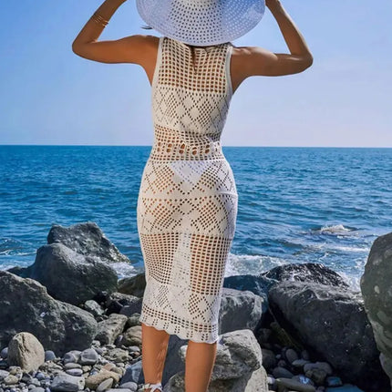 Hollow Out Round Neck Sleeveless Cover-Up Dress - Image 4