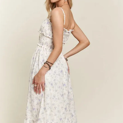 ADORA Smocked Floral Sweetheart Neck Cami Dress - Image 4