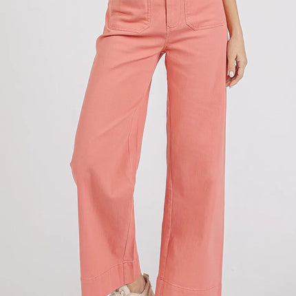 Mittoshop Twill Patch Pocket High Rise Wide Leg Pants - Image 2