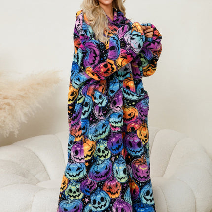 Fuzzy Pocketed Long Sleeve Hooded Lounge Dress - Image 4