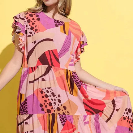 And The Why Printed Double Ruffles Sleeve Dress - Image 3