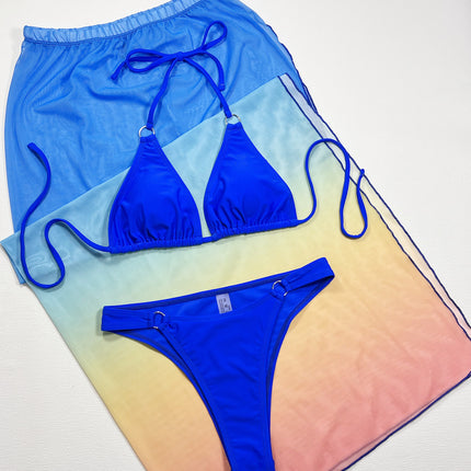 Gradient Halter Neck Three-Piece Swim Set - Image 5